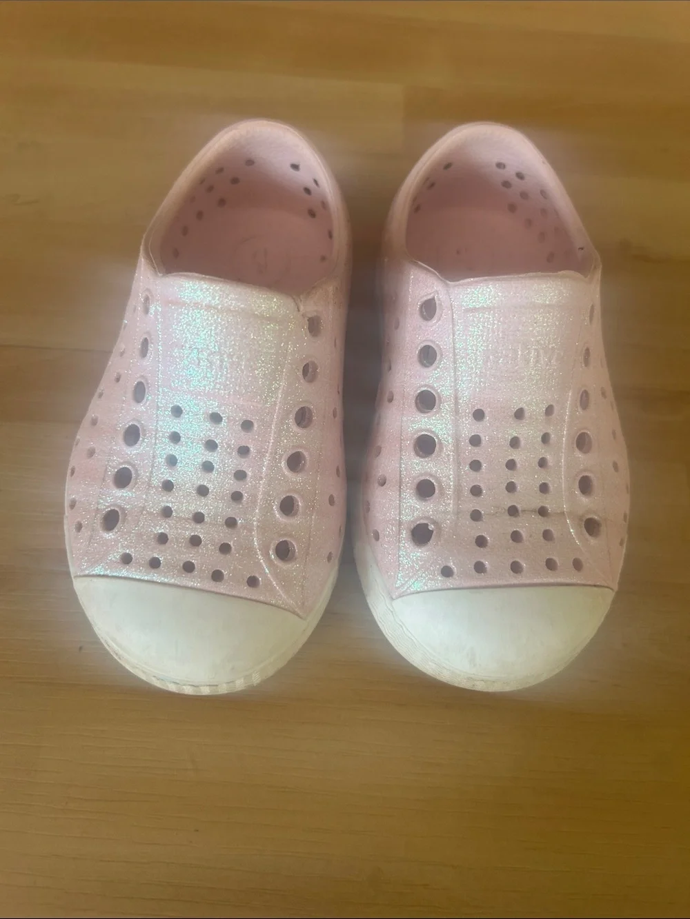 Native Toddler Shoes -- SPARKLY — Pink Slip-On Water-Resistant Shoes - 5 Toddler